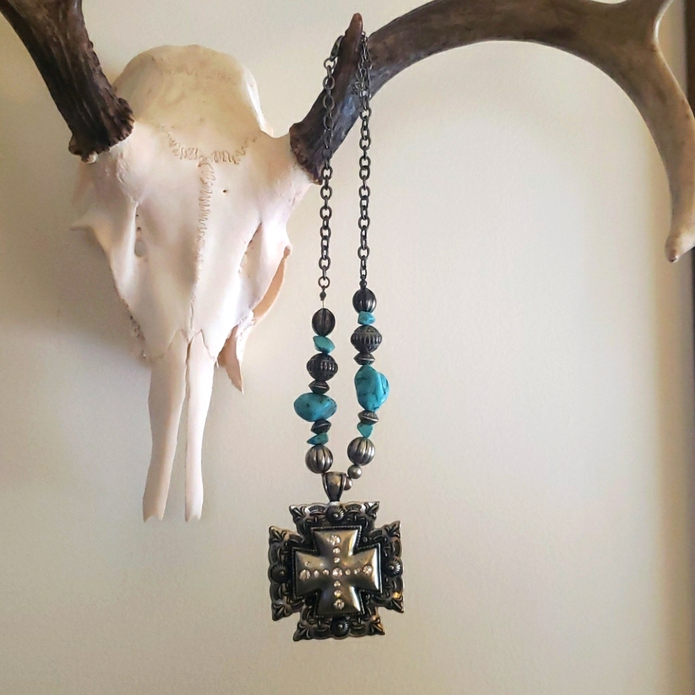 Turquoise cross necklace